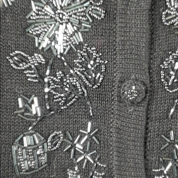 Victoria Jones Vintage Black Beaded Cardigan Sweater Large - Picture 6 of 16